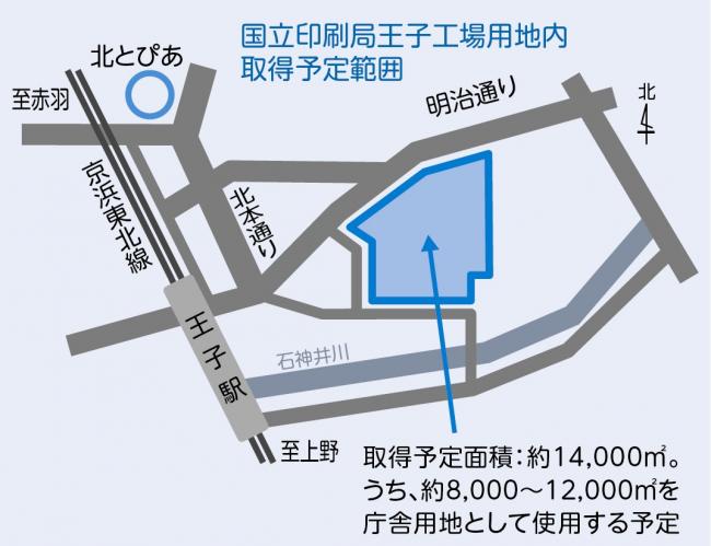 国立印刷局王子工場用地内取得予定範囲イラスト